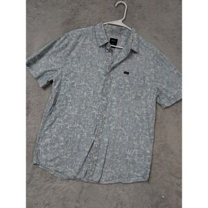 RVCA Shirt Mens Medium Regular Fit Tropical Palm Pineapple Button Down Floral M